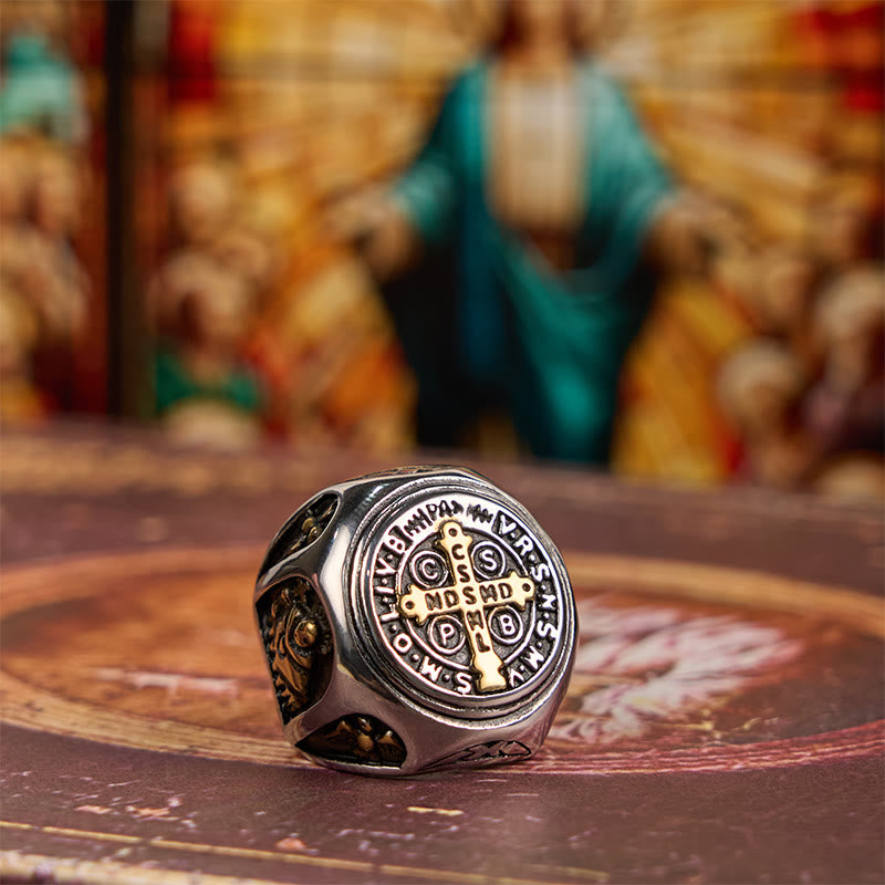 Christianartworkshop Classic Style St. Benedict Cross Divine Faith Ring - image 4