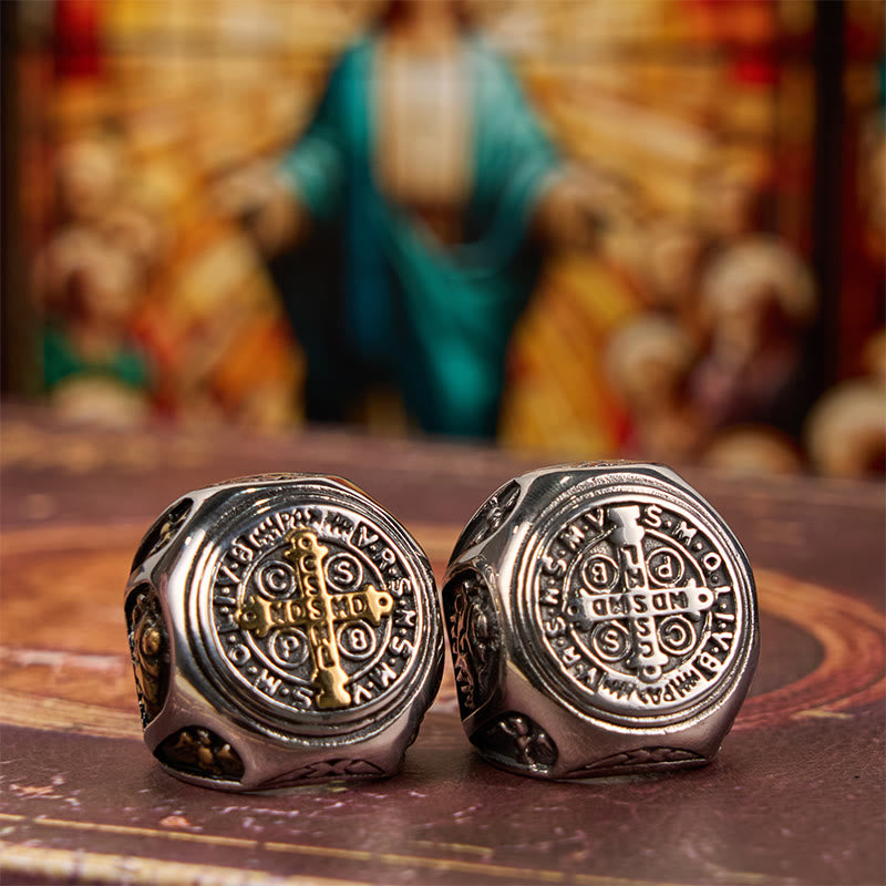 Christianartworkshop Classic Style St. Benedict Cross Divine Faith Ring - image 8
