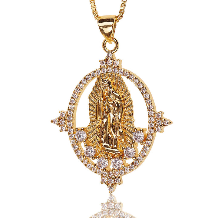 Christianartworkshop Luxury Style Our Lady of Guadalupe Gemstones Pendant Necklace - image 5