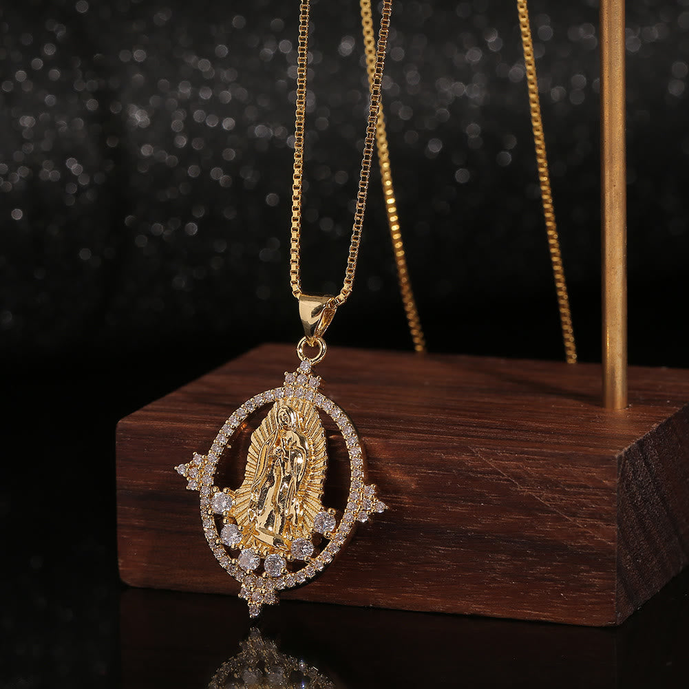 Christianartworkshop Luxury Style Our Lady of Guadalupe Gemstones Pendant Necklace - Our Lady - image 1