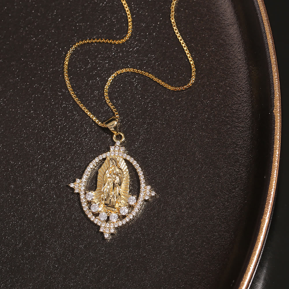 Christianartworkshop Luxury Style Our Lady of Guadalupe Gemstones Pendant Necklace - image 2