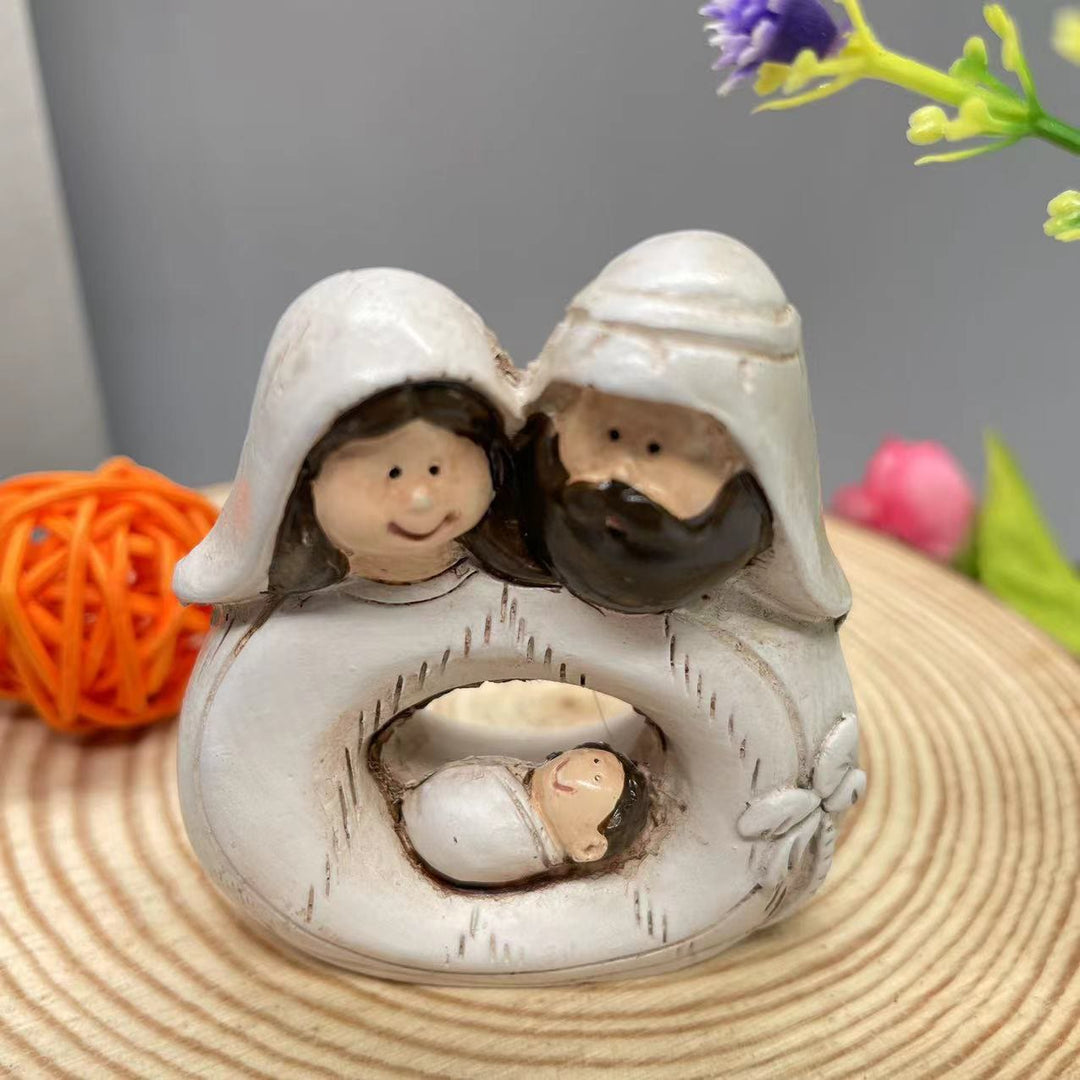 Christianartworkshop Classic Style Cartoon Nativity Scene Holy Family Desktop Decorations Ornament - The Holy Family - image 1