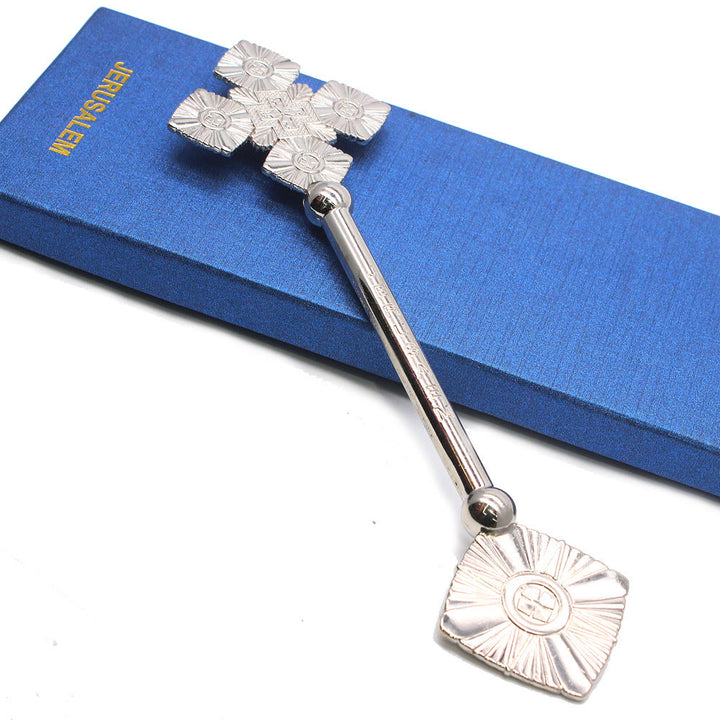 Christianartworkshop Classic Style Intricate Geometric Pattern Silvery Blessing Hand Cross - Silver - image 1