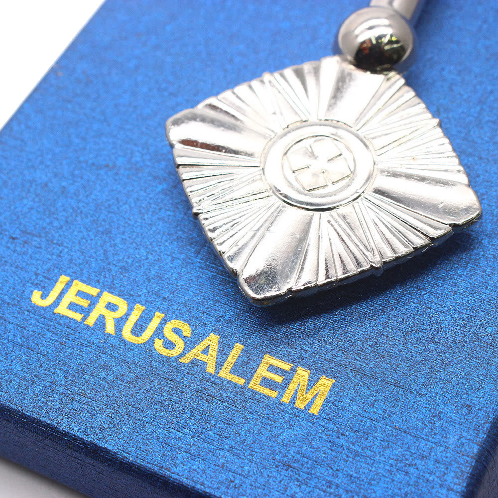Christianartworkshop Classic Style Intricate Geometric Pattern Silvery Blessing Hand Cross - image 5