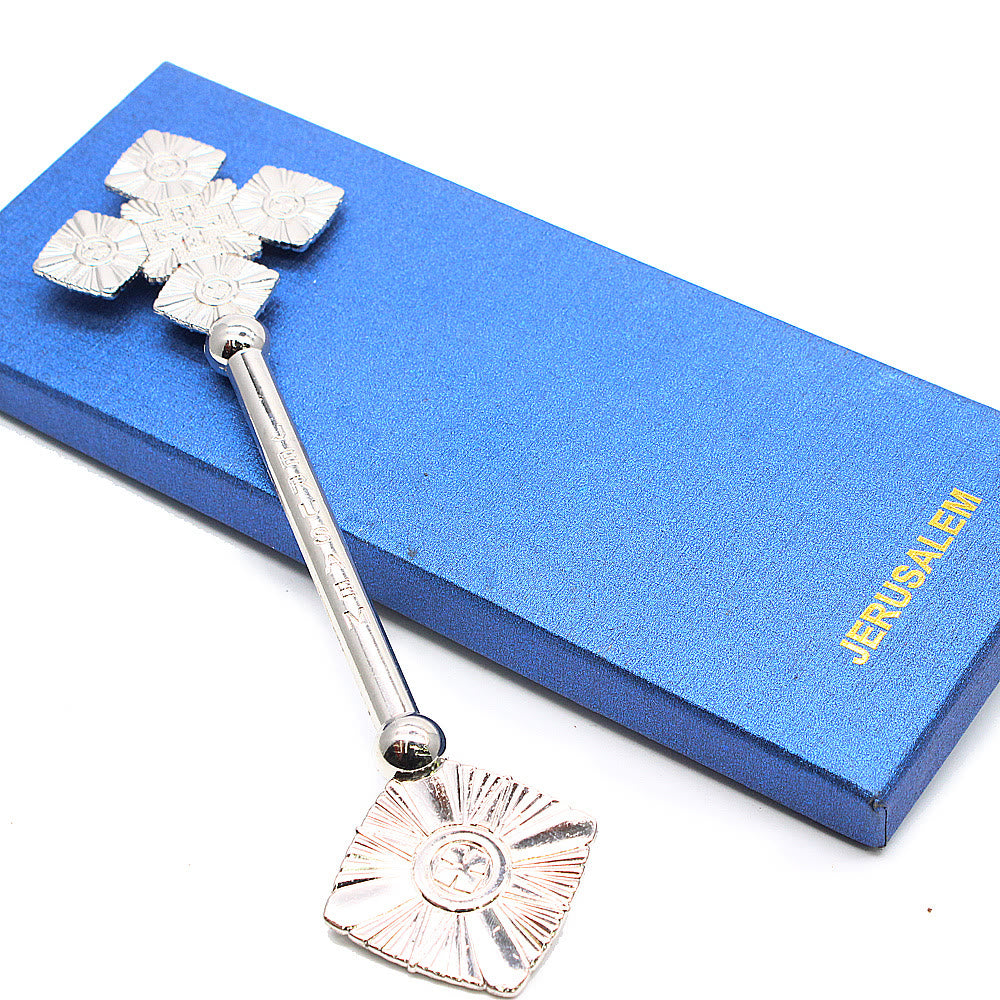 Christianartworkshop Classic Style Intricate Geometric Pattern Silvery Blessing Hand Cross - image 3
