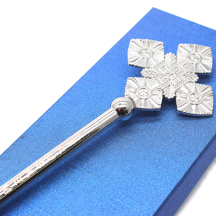 Christianartworkshop Classic Style Intricate Geometric Pattern Silvery Blessing Hand Cross - image 6