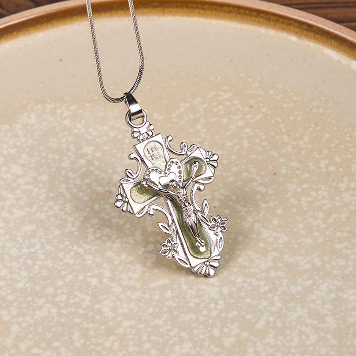 Christianartworkshop 4 Color Classic Style Jesus Cross Faith Crucifix Pendant Necklace - Light Green - image 4