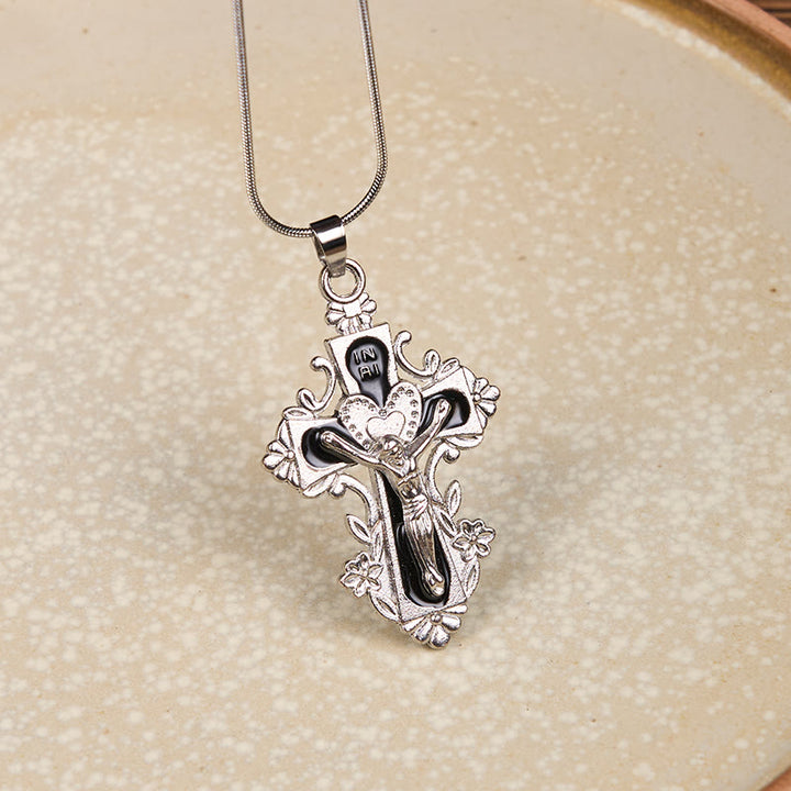 Christianartworkshop 4 Color Classic Style Jesus Cross Faith Crucifix Pendant Necklace - Black - image 6