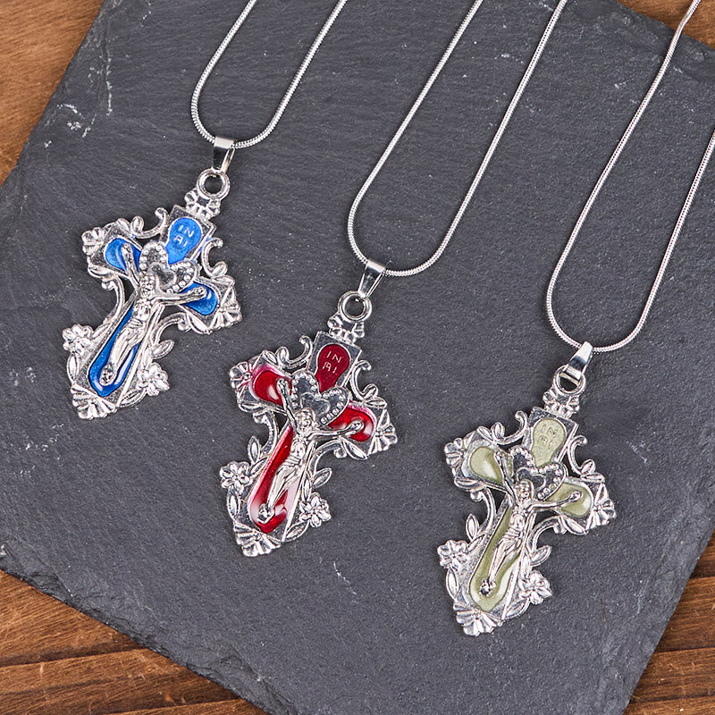 Christianartworkshop 4 Color Classic Style Jesus Cross Faith Crucifix Pendant Necklace - image 2