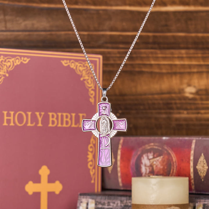 Christianartworkshop 6 Color Virgin Mary  Our Lady of Guadalupe Faith Cross Pendant Necklace - image 5