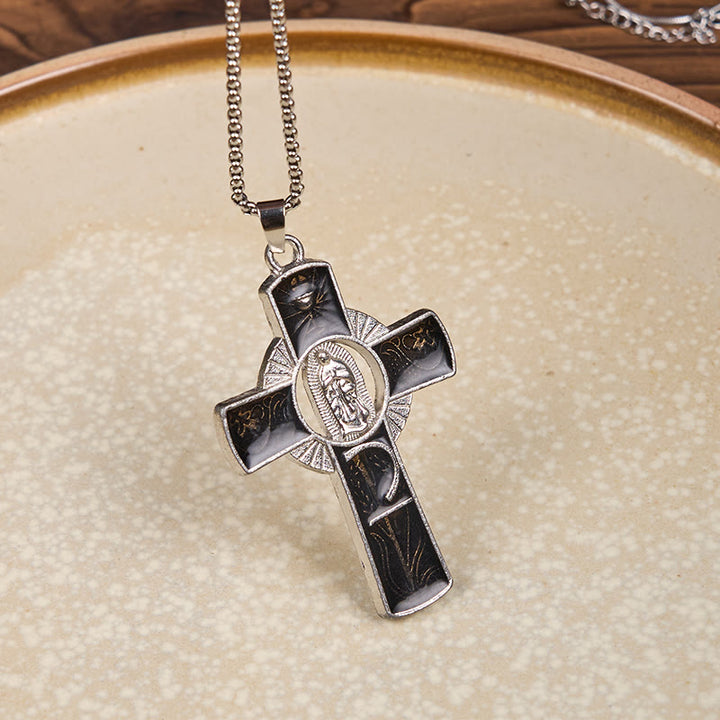 Christianartworkshop 6 Color Virgin Mary  Our Lady of Guadalupe Faith Cross Pendant Necklace - Black - image 3