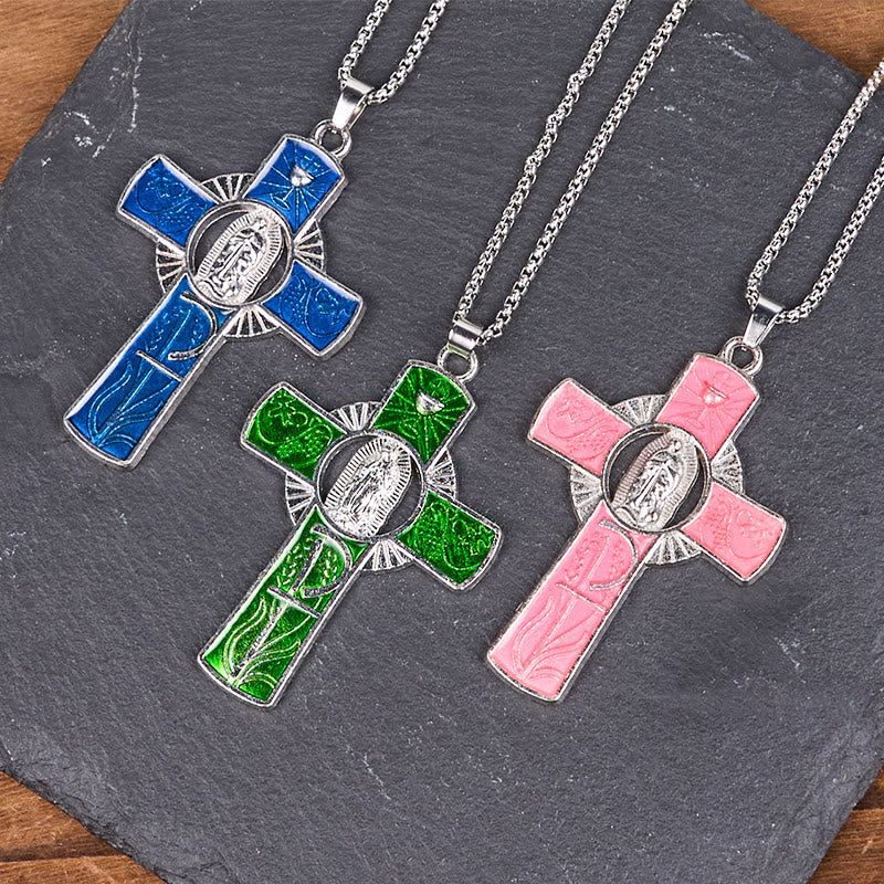 Christianartworkshop 6 Color Virgin Mary  Our Lady of Guadalupe Faith Cross Pendant Necklace - image 13