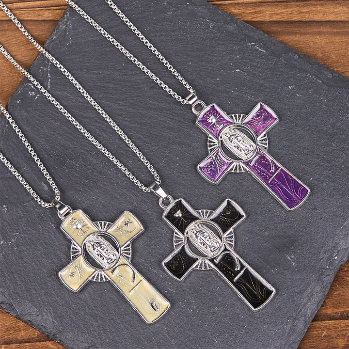 Christianartworkshop 6 Color Virgin Mary  Our Lady of Guadalupe Faith Cross Pendant Necklace - image 16