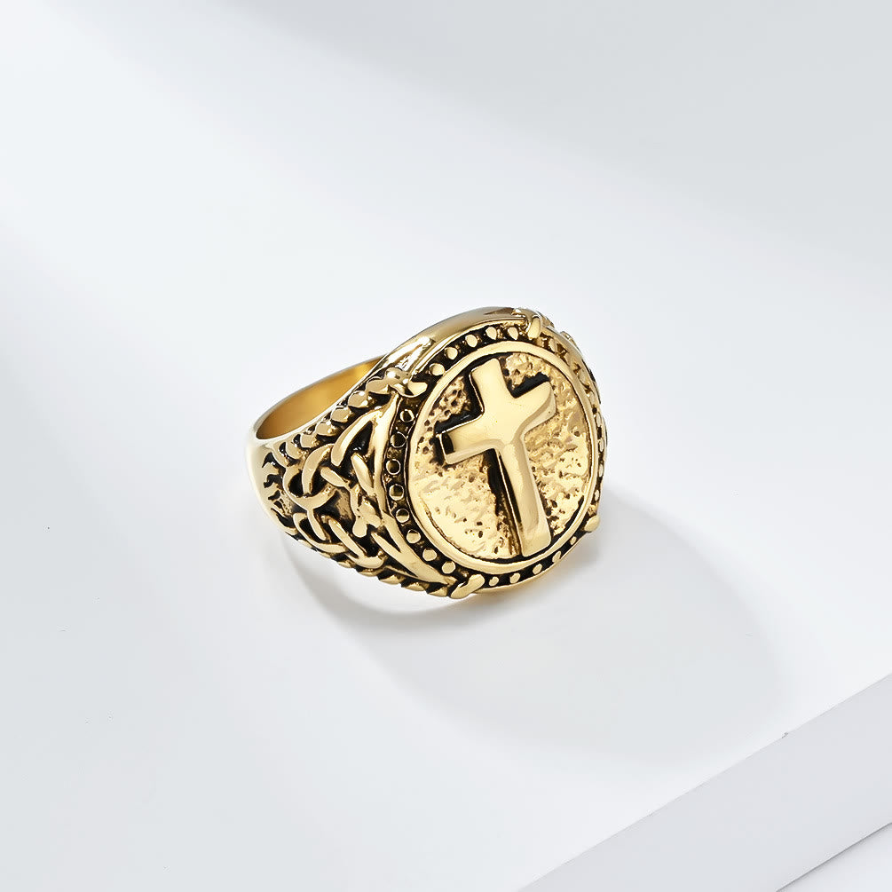 Christianartworkshop Minimalist Style Cross Divine Faith Heavy Duty Ring - Golden - US12 - image 3