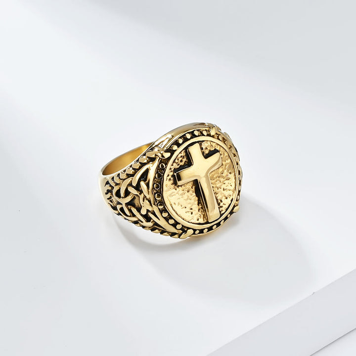 Christianartworkshop Minimalist Style Cross Divine Faith Heavy Duty Ring - Golden - US12 - image 3