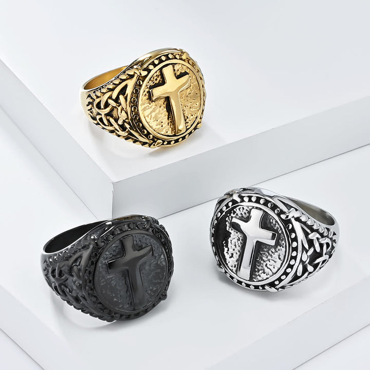 Christianartworkshop Minimalist Style Cross Divine Faith Heavy Duty Ring - image 1