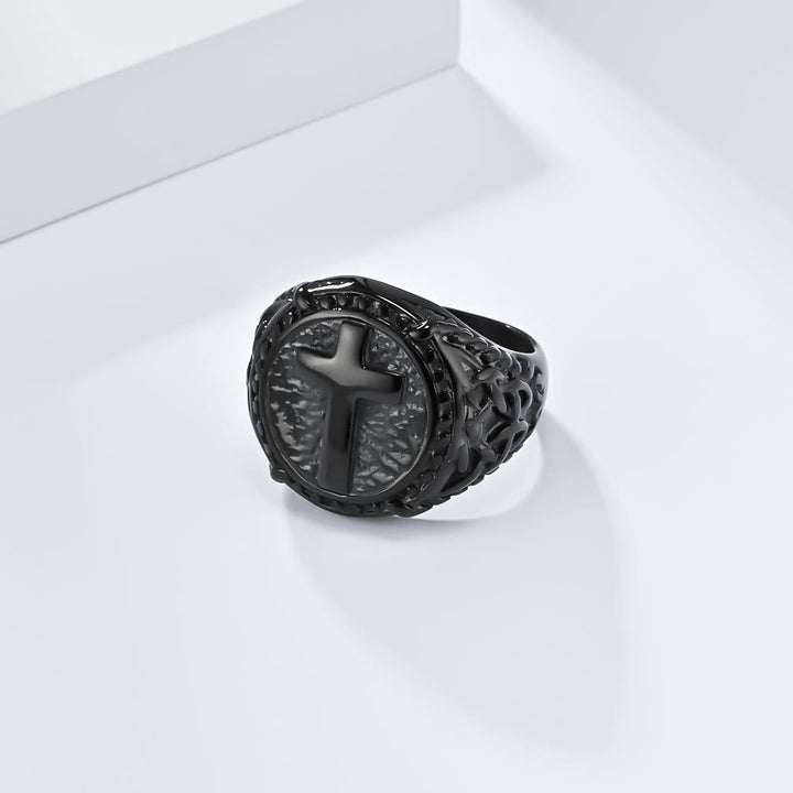 Christianartworkshop Minimalist Style Cross Divine Faith Heavy Duty Ring - image 8