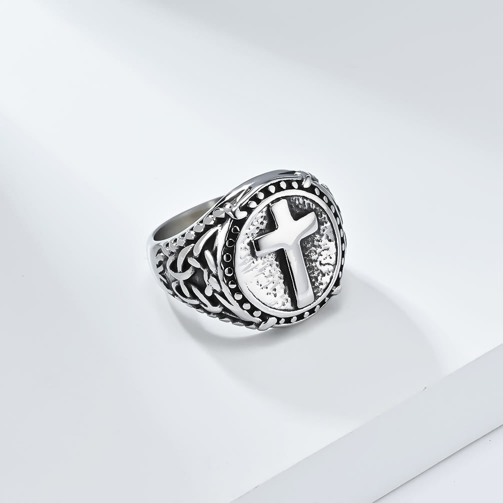 Christianartworkshop Minimalist Style Cross Divine Faith Heavy Duty Ring - image 1