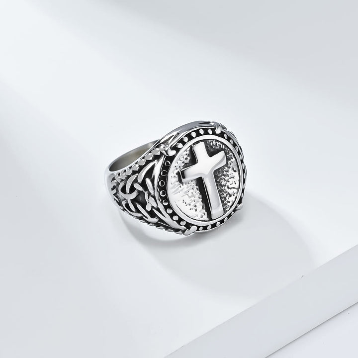 Christianartworkshop Minimalist Style Cross Divine Faith Heavy Duty Ring - image 1
