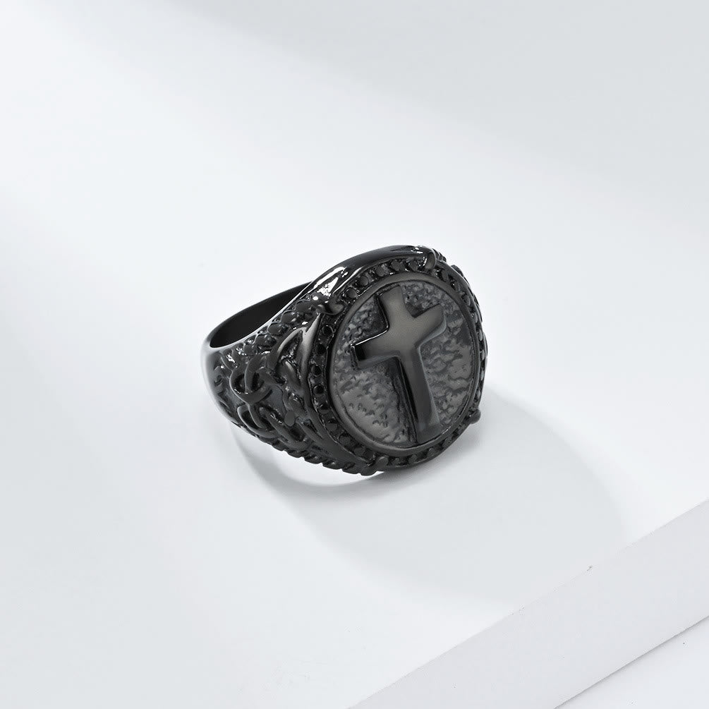 Christianartworkshop Minimalist Style Cross Divine Faith Heavy Duty Ring - Black - US12 - image 4