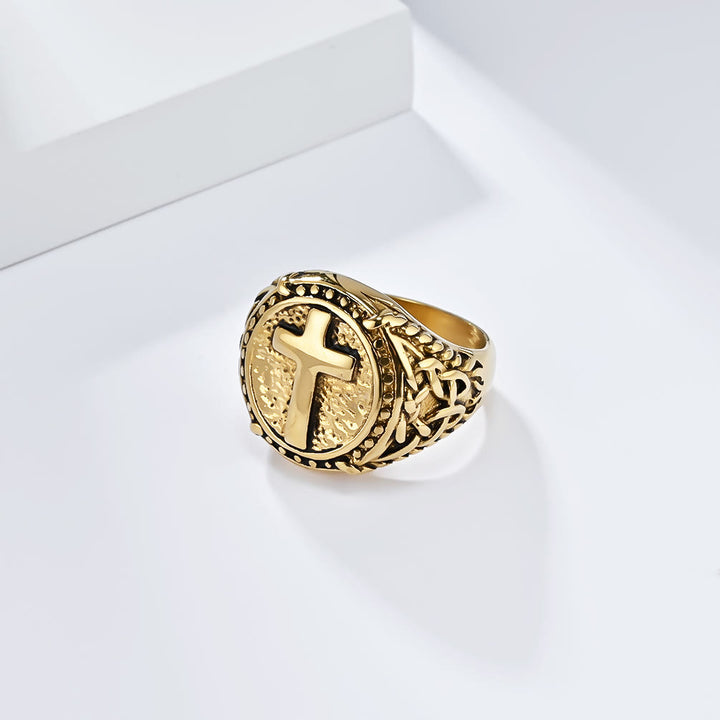 Christianartworkshop Minimalist Style Cross Divine Faith Heavy Duty Ring - image 7