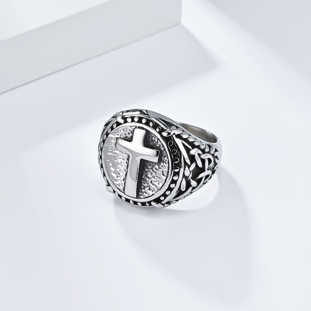 Christianartworkshop Minimalist Style Cross Divine Faith Heavy Duty Ring - image 6