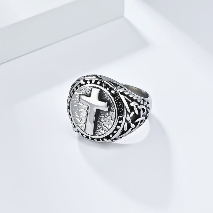 Christianartworkshop Minimalist Style Cross Divine Faith Heavy Duty Ring - image 6