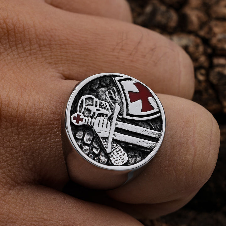 Christianartworkshop Retro Classic Style Knights Templar Cross Divine Faith Ring - image 2