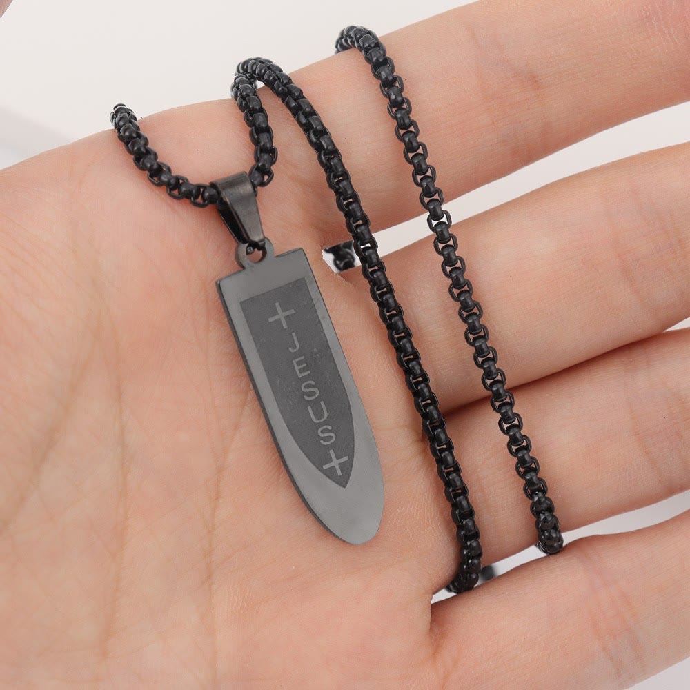 Christianartworkshop Stainless Steel Cross Pendant - Black - image 4