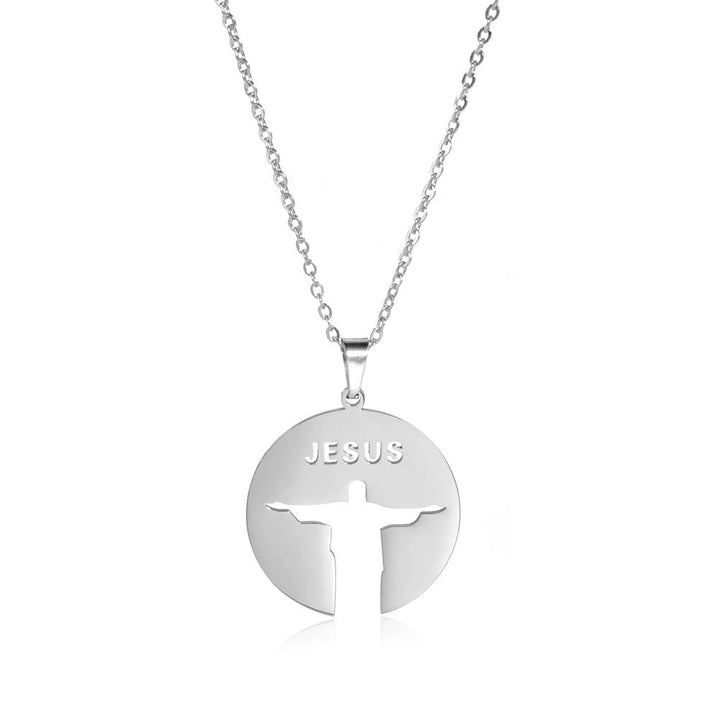 Christianartworkshop Round Jesus Pendant Necklace - Silver - image 5