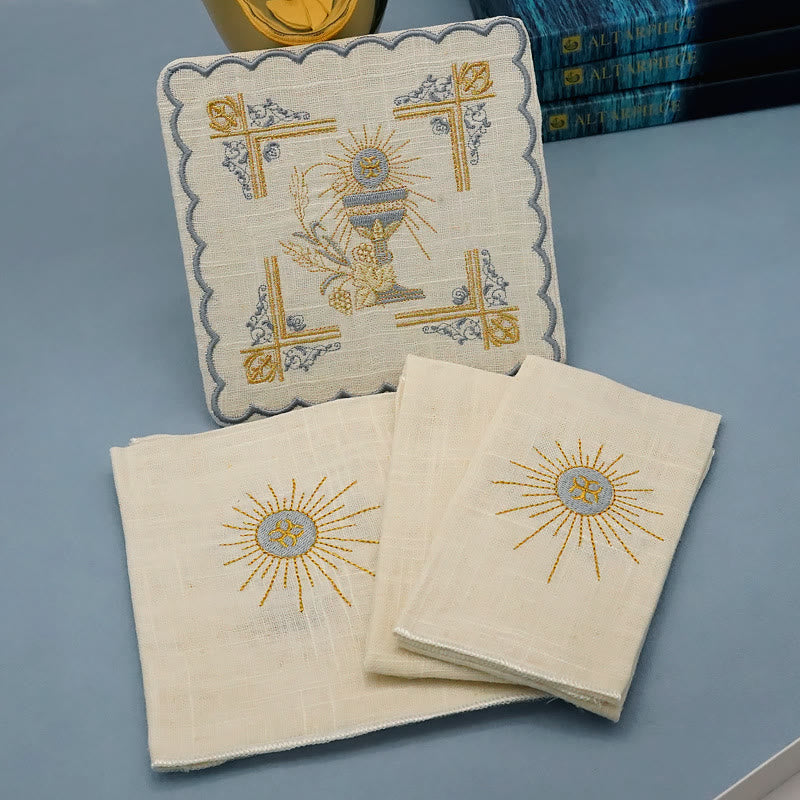 Christianartworkshop Classic Style Chalice Veil and Purificator Set Religious Altar Linen Set - image 2