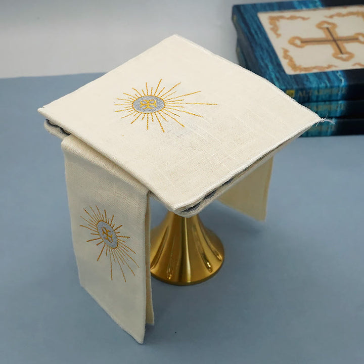 Christianartworkshop Classic Style Chalice Veil and Purificator Set Religious Altar Linen Set - image 4