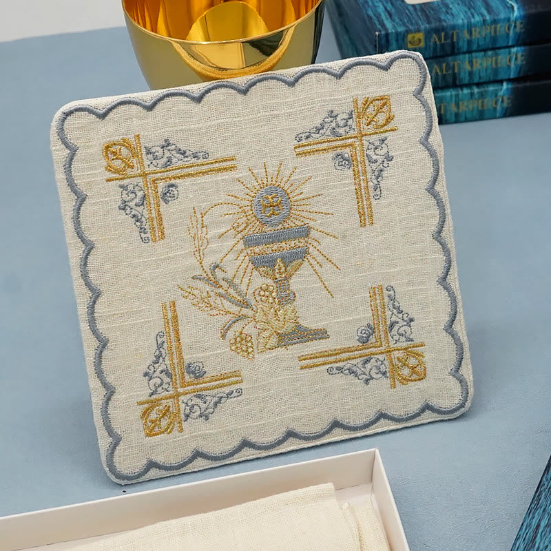 Christianartworkshop Classic Style Chalice Veil and Purificator Set Religious Altar Linen Set - image 3