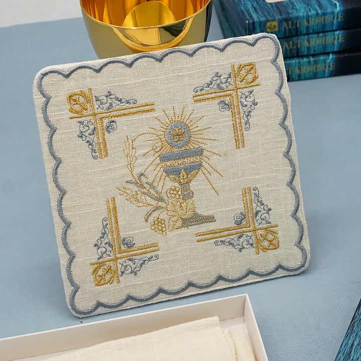 Christianartworkshop Classic Style Chalice Veil and Purificator Set Religious Altar Linen Set - image 3