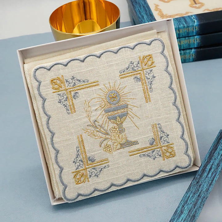Christianartworkshop Classic Style Chalice Veil and Purificator Set Religious Altar Linen Set - image 8