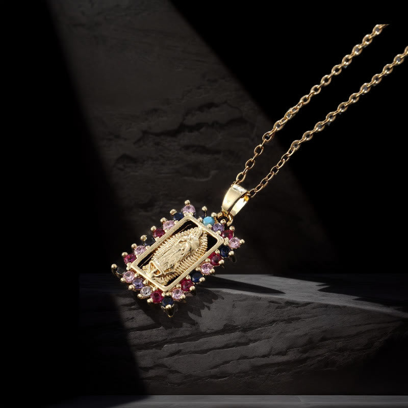 Christianartworkshop Virgin Mary Necklace with Colorful Micro-Pavé Zirconia Pendant - Style 2 - image 2