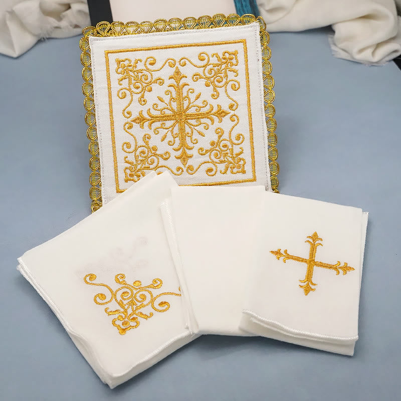 Christianartworkshop Classic Style Golden Grace Chalice Veil & Purificator Set Religious Altar Linen Set - Chalice Veil - image 1