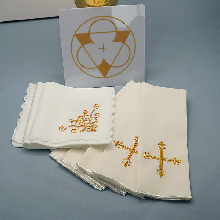Christianartworkshop Divine Cross and Scroll Chalice Veil & Purificator Set Religious Altar Linen Set - image 3