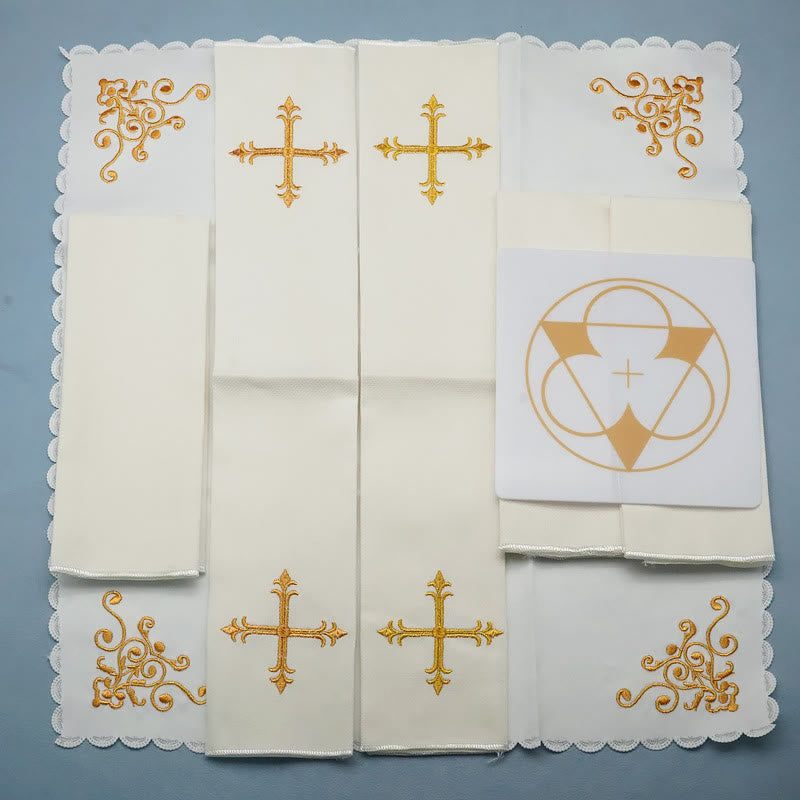 Christianartworkshop Divine Cross and Scroll Chalice Veil & Purificator Set Religious Altar Linen Set - image 8