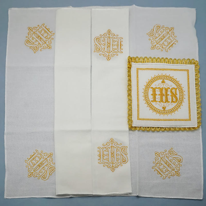 Christianartworkshop Gold Embroidered Chalice Veil & Purificator Set Religious Altar Linen Set (IHS Design) - image 10