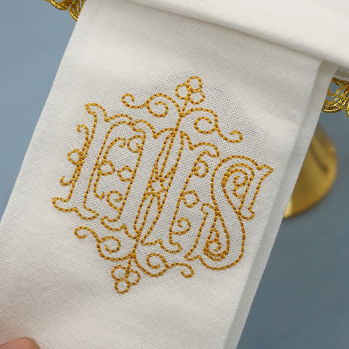 Christianartworkshop Gold Embroidered Chalice Veil & Purificator Set Religious Altar Linen Set (IHS Design) - image 6