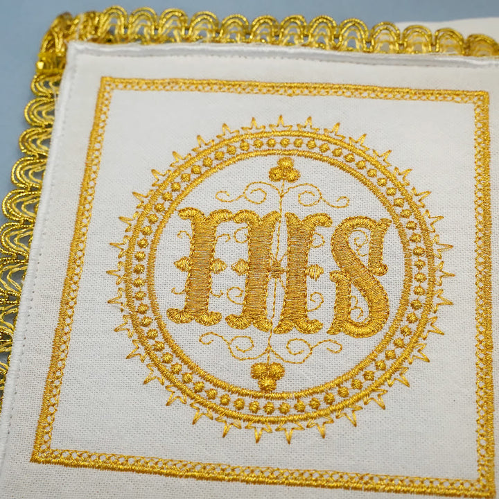 Christianartworkshop Gold Embroidered Chalice Veil & Purificator Set Religious Altar Linen Set (IHS Design) - image 7