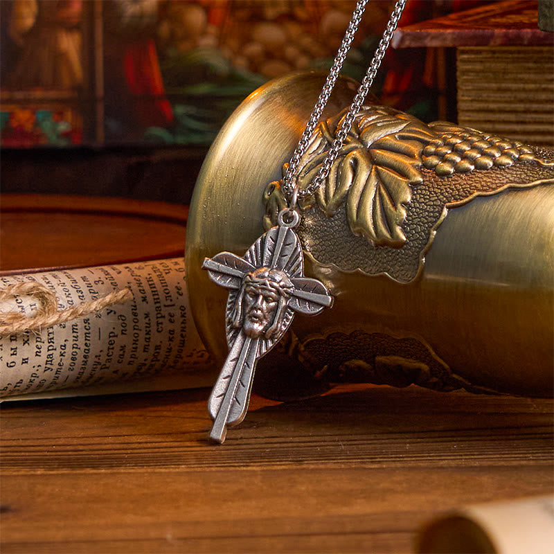 Christianartworkshop Retro Style Jesus Icon Cross Faith Blessed Crucifix Pendant Necklace - image 2