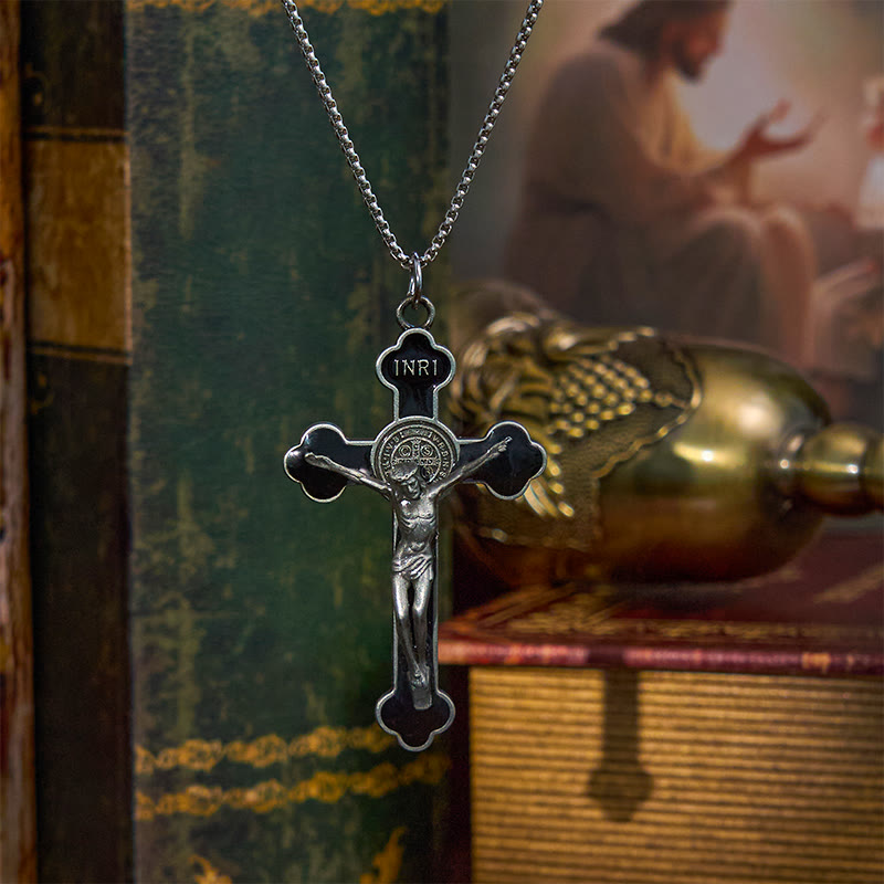 Christianartworkshop Multicolor Retro Style Classical Crucifix Faith Protection Pendant Necklace - Black-2 - image 17