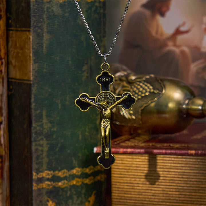 Christianartworkshop Multicolor Retro Style Classical Crucifix Faith Protection Pendant Necklace - Black-1 - image 3