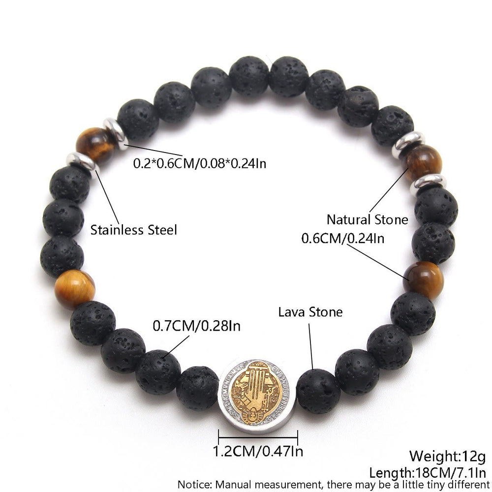 Christianartworkshop Volcanic Stone Yellow Tiger Eye St. Benedict Bracelet - image 2