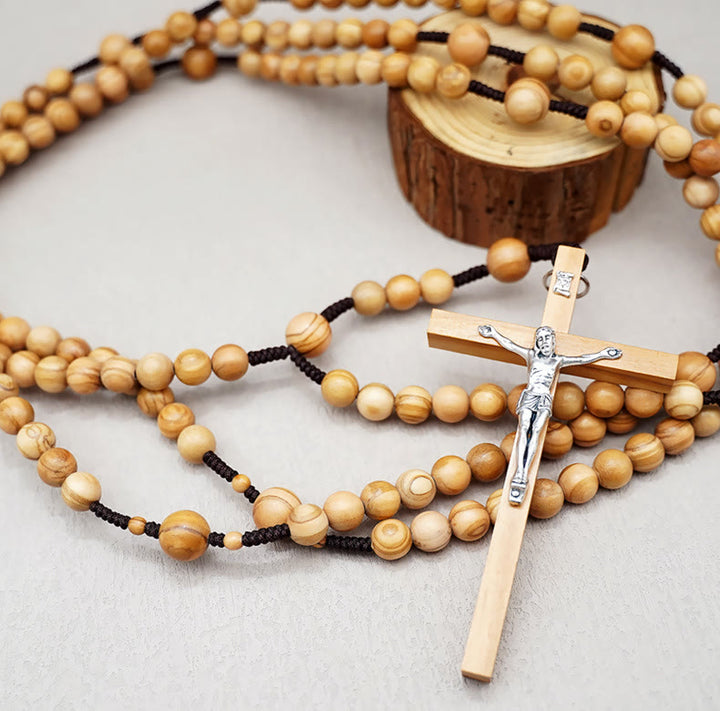 Christianartworkshop 12mm Olive Wood Beads Fifteen Decade Praying Rosary of the Blessed - image 3