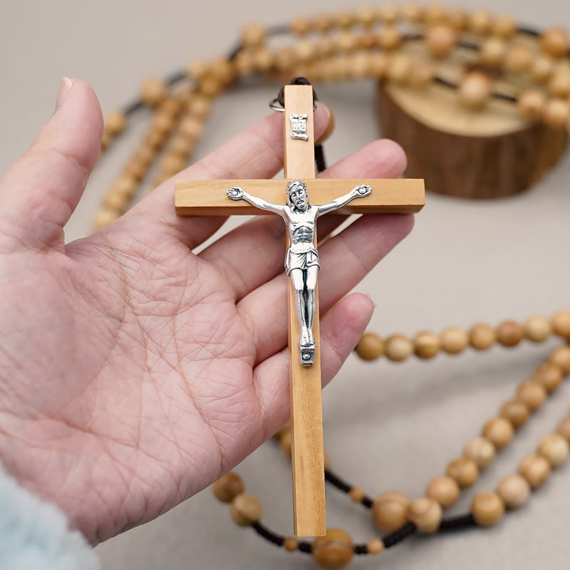 Christianartworkshop 12mm Olive Wood Beads Fifteen Decade Praying Rosary of the Blessed - image 5