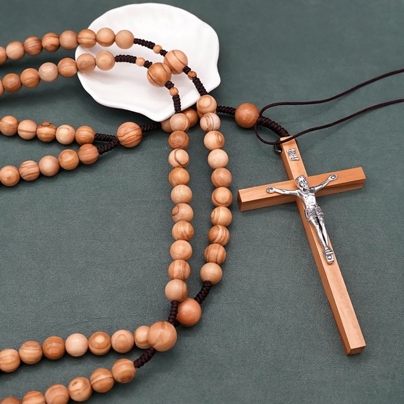 Christianartworkshop 12mm Olive Wood Beads Fifteen Decade Praying Rosary of the Blessed - image 4