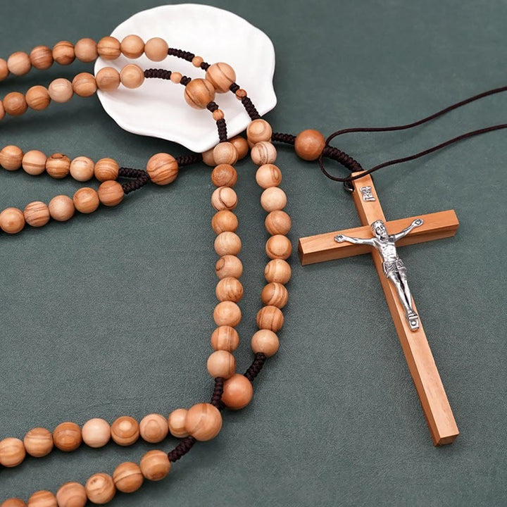 Christianartworkshop 12mm Olive Wood Beads Fifteen Decade Praying Rosary of the Blessed - image 4